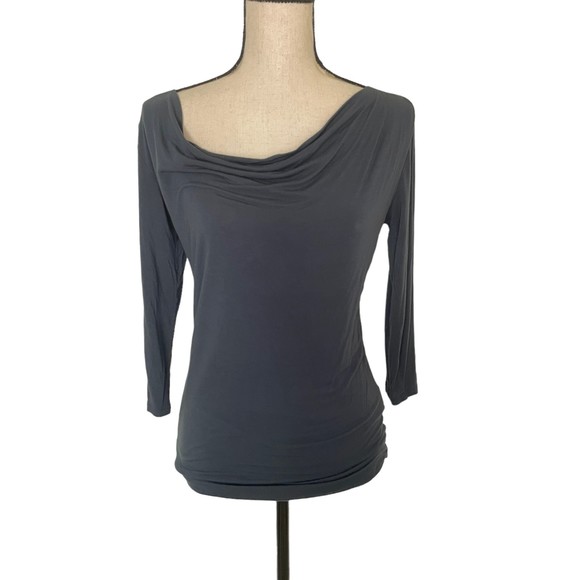 MAJESTIC PARIS NEIMAN MARCUS EXTRAFINE SUPERWASHED COWL NECK 3/4 SLEEVE TOP 3 L - Picture 1 of 7